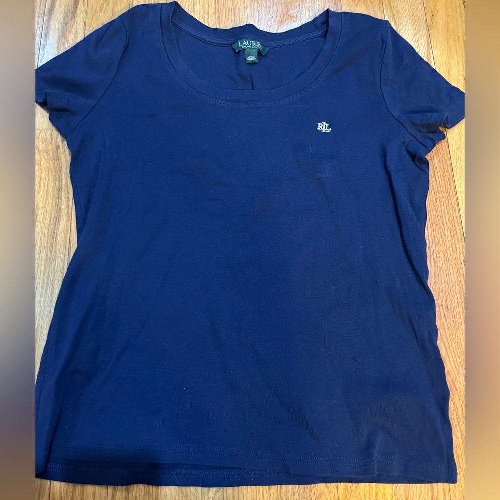Ralph Lauren Blue cotton Tee Shirt Top L